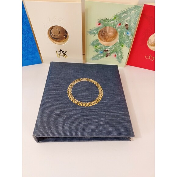 Holiday Cards By The Franklin Mint 1980 Set of 4 Cards With Bronze Coins - Picture 2 of 11